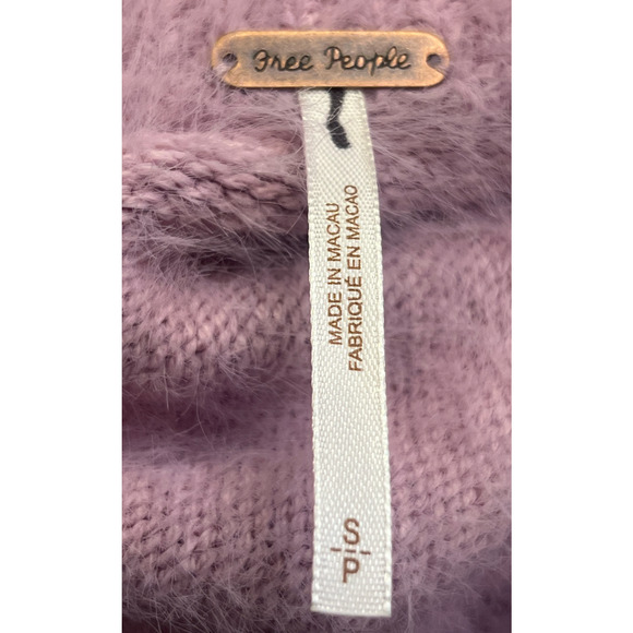 FREE PEOPLE FRAGRANT LILAC PURPLE HARRISON BUNNY CREW FUZZY SOFT SWEATER SZ S - Picture 5 of 7